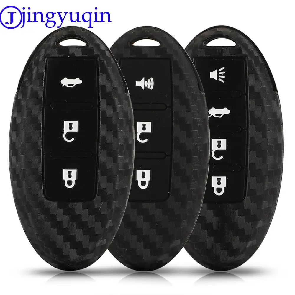 Jingyuqin Carbon Faser Patten Silikon Auto Schlüssel Shell Für Nissan Qashqai J11 X-Trail T31 T32 Vampira Pathfinder murano Teana Juke