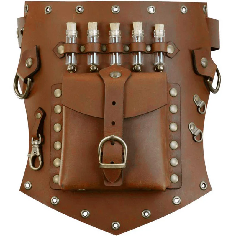 Rinascimento Steampunk Alchemist marsupio elisir Kit fiala borsa cintura scivolo vita coscia tasca laterale bottiglia Larp guaritore apocittico