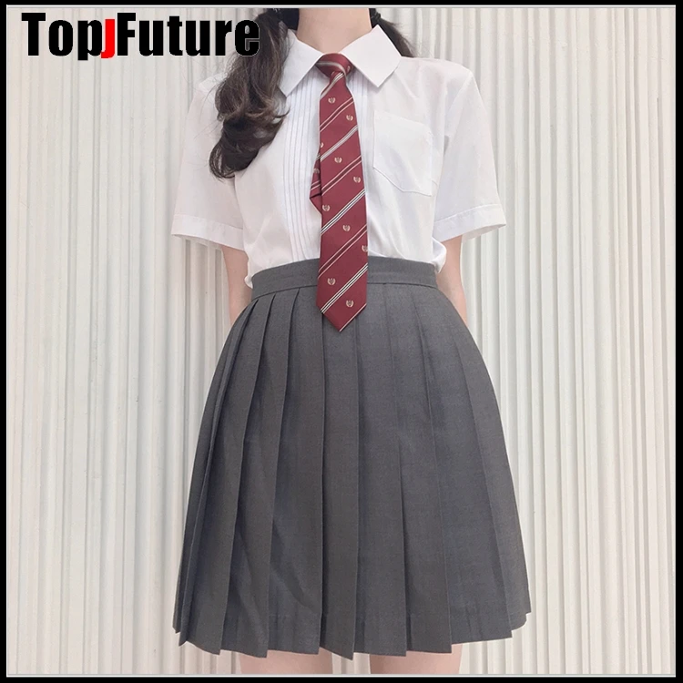 Meisje Japanse Lange Mouw Hoge Taille Grijze Plooirok Set Vrouwen Jk Schooluniform Studenten Doeken Lolita Cosplay Suits