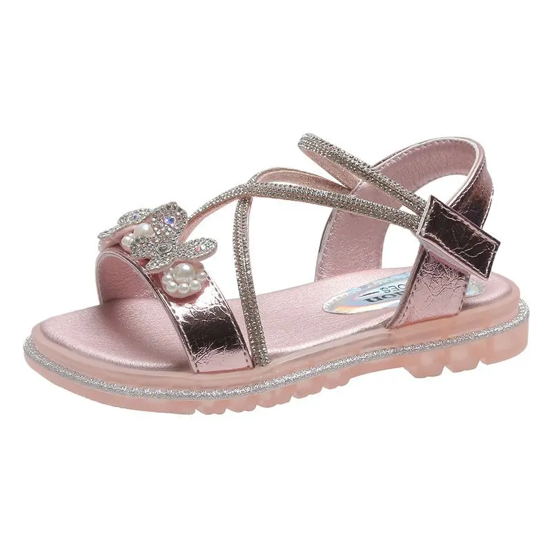 2021 Princess Summer Children's Sandals Kid Girls Cute Beach Sandals Butterfly Slippers Glitter Shoes Flower Squre Heels Shoes