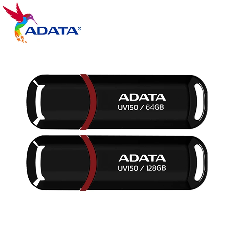 ADATA-unidad Flash USB 100% de alta velocidad, Pendrive Mini U Stick, color negro, 32GB, 64GB, 128GB, UV150, 3,2 Original