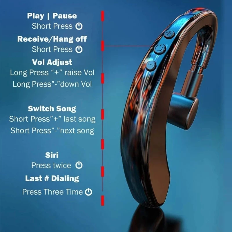 سماعات لاسلكية واحدة الأذن هوك الأعمال سماعات ستيريو سماعة يدوي سماعات رياضية مع هيئة التصنيع العسكري ل بلوتوث S109