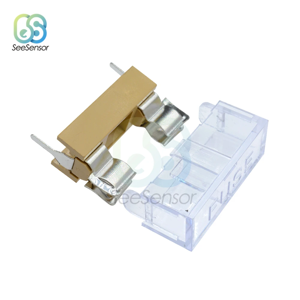 10Pcs/lot 5x20mm 250V 6A Fuse Holders 5X20 Insurance Tube Socket Fuse Holder PCB Panel Mount with Transparent Cover