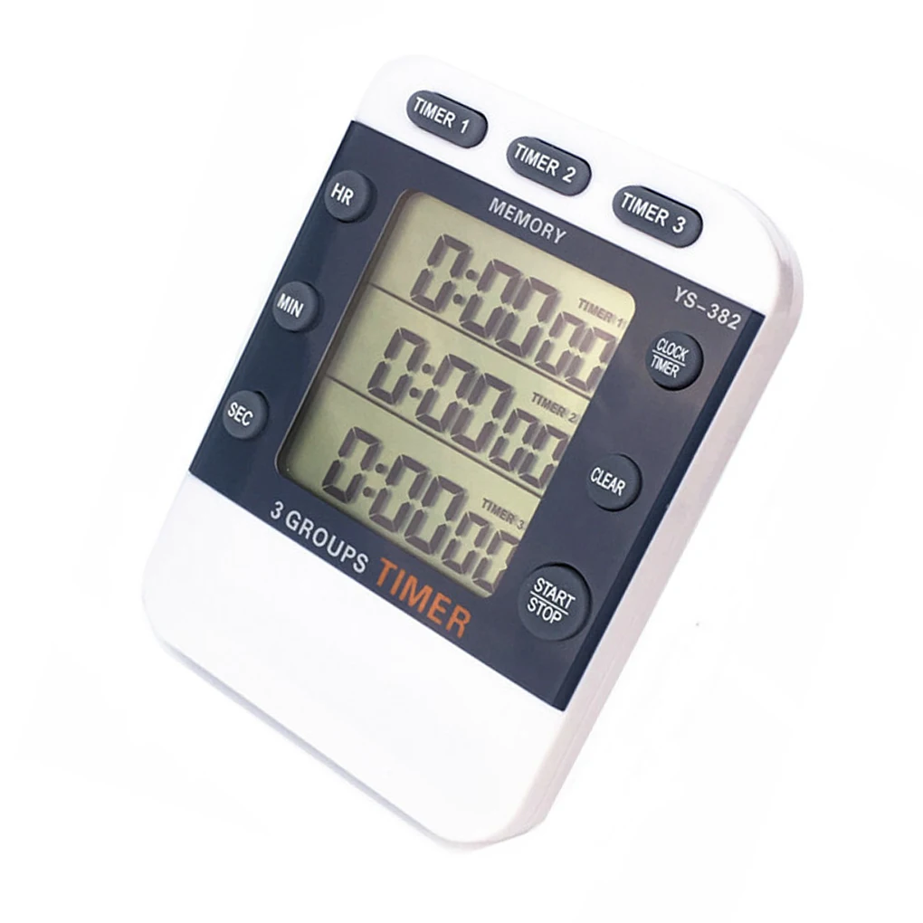 

Digital Kitchen Cooking Timer Clock 3 Channels Simultaneous Timing Countdown Up Pocket Timer