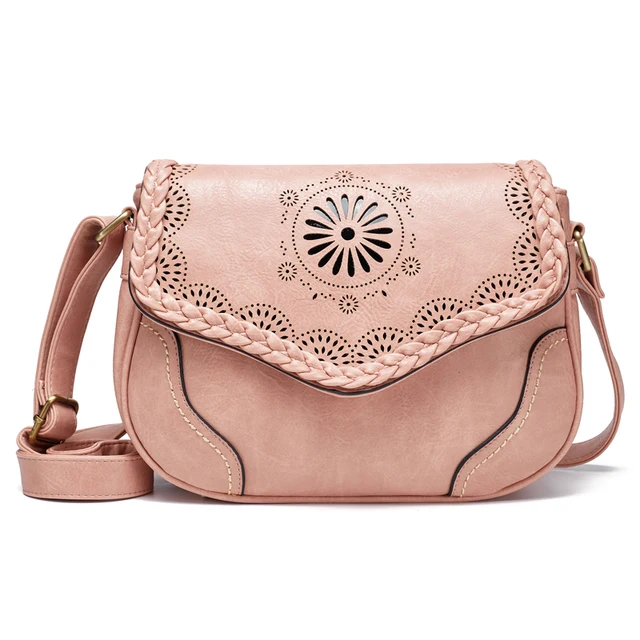 Annmouler Vintage torebka damska markowa torba na ramię PU skórzana torebka typu crossbody drążą torba listonoszka wysokiej jakości torby