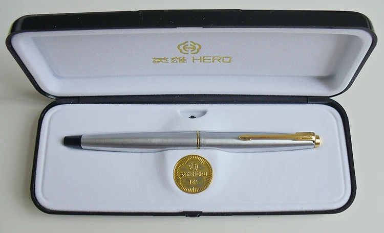 Imagem -04 - Hero 800 Canetas de Aço 12k Gold Nib Clip Branco Presente