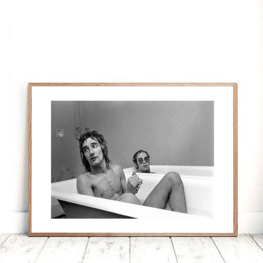 Elton John and Rod Stewart Concert Posters and Prints Take A Bath Together Canvas Painting Wall Art Pictures Modern Home Decor