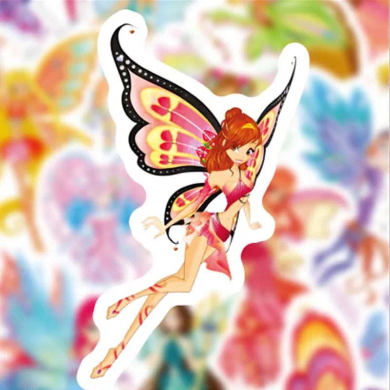 10/30/50pcs  Cartoon Butterfly Fairy Graffiti Crystal Princess Elf Stickers Waterproof Skateboard Travel Suitcase Phone Laptop