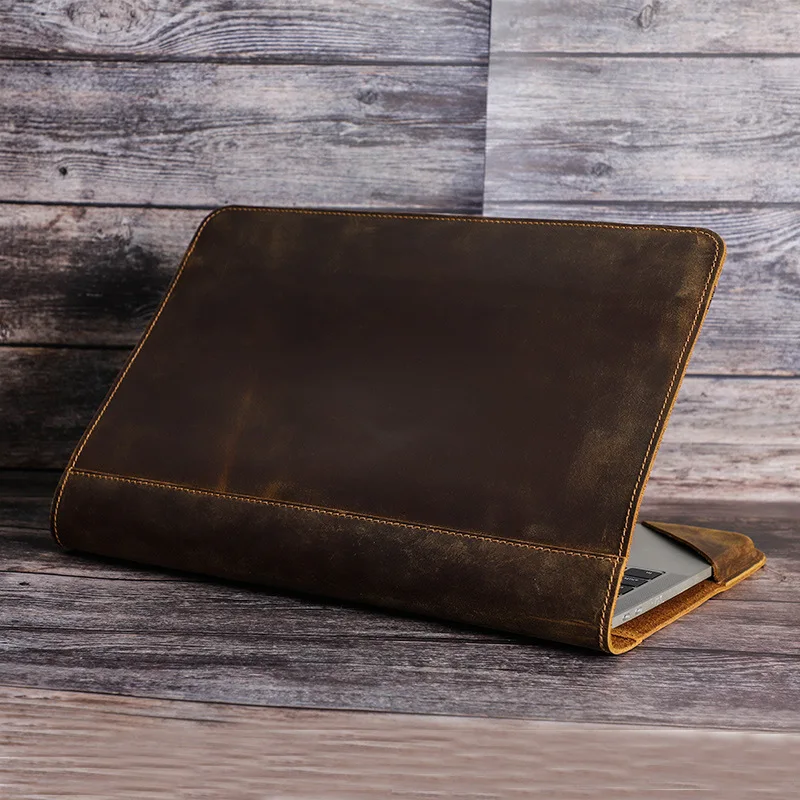 Genuine Leather Laptop Case For Apple Macbook Pro Air 13.3 15.4 Inch Sleeve men Notebook Retro Cover Protective Bag