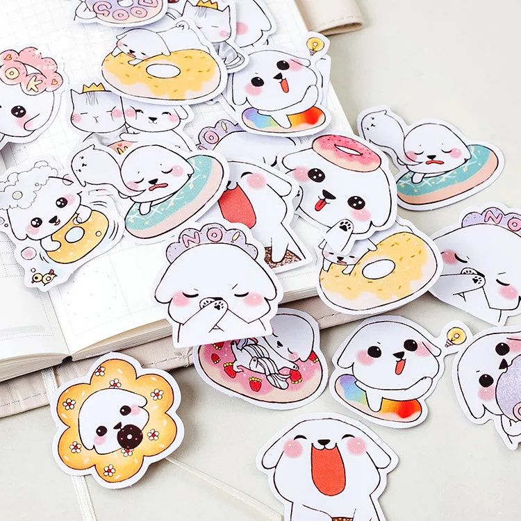 45 Pcs/Set Cute Cartoon Puppy Paper Sticker Mobile Decorative Stickers Scrapbooking DIY Craft Stickers