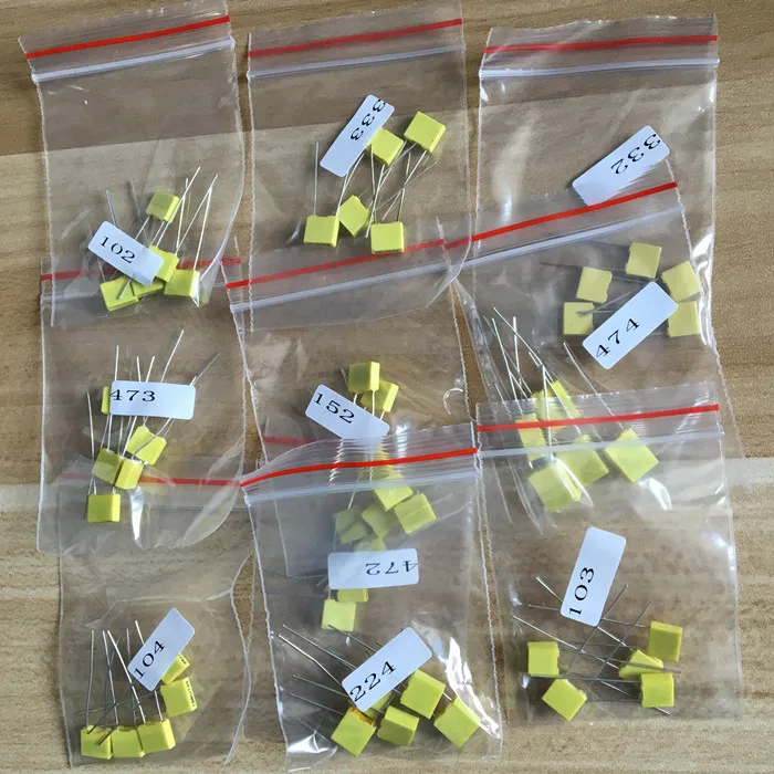 Correction Capacitor Kit Set Pack Diy 100V 102J 152J 332J 472J 103J 333J 473J 104J 224J 474J Package Kit 10 Kinds * 5PCS=50 PCS