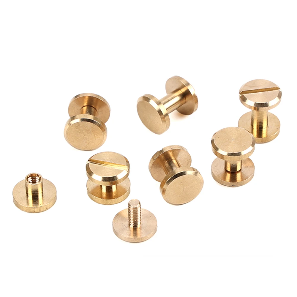 8/10mm Solid Brass Screw Nail Bolt Rivets Binding Book Round Head Screws Studs for Leather Craft Bags Clothes Shoes Strap Belt