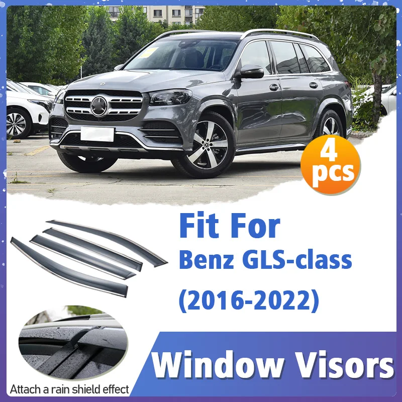 

Window Visors Guard for Benz GLS-class 2016-2022 Cover Trim Awnings Shelters Protection Guard Deflector Rain Rhield 4pcs