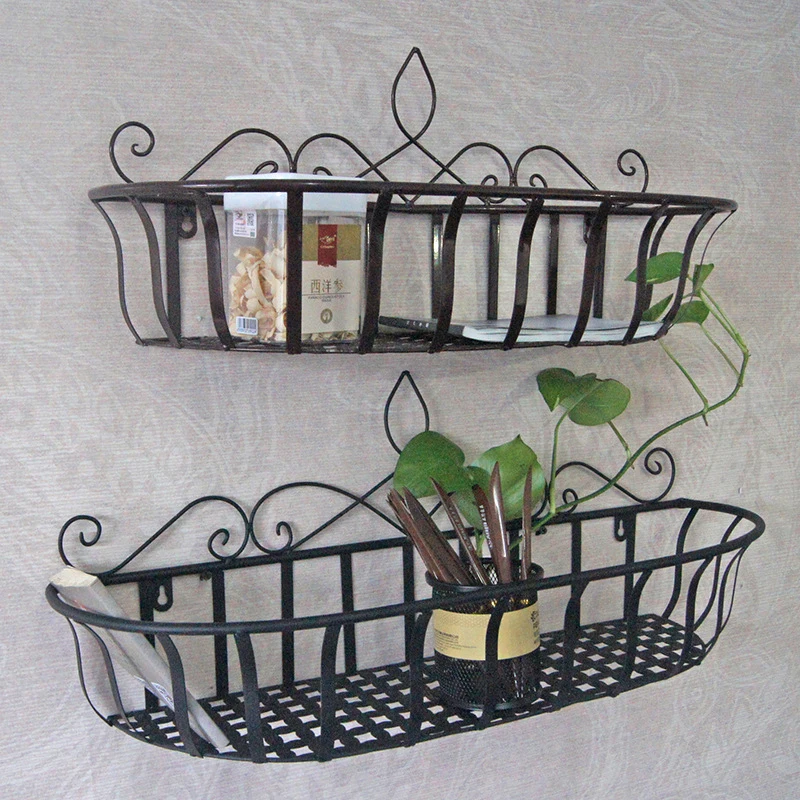 Hanging Planter Rack Metal Wire Railing Flower Pots Holder Stand Decorative Art Wall Mounted Plants Basket for Home Bar