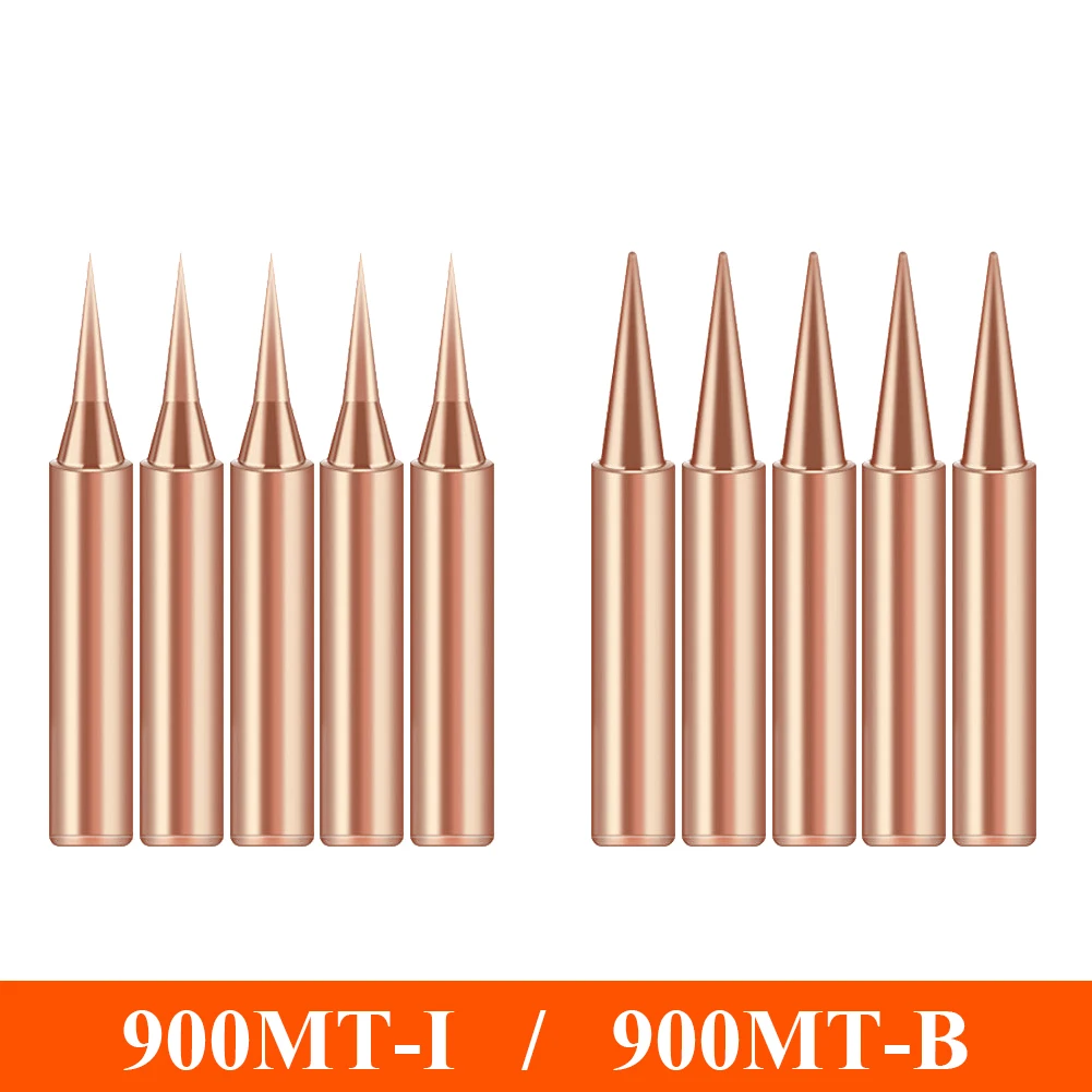 5Pcs 900M-T-I 900M-T-B Pure Copper Iron Tip Soldering Tip Rework Station Welding Head BGA Soldering Tools Branding Iron Welding