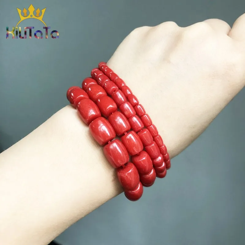 Natursteinperlen in Trommelform, rote Korallen, lose Abstandsperlen für die Schmuckherstellung, DIY-Armband- und Ohrringzubehör, 15'' Stränge – Detail 3