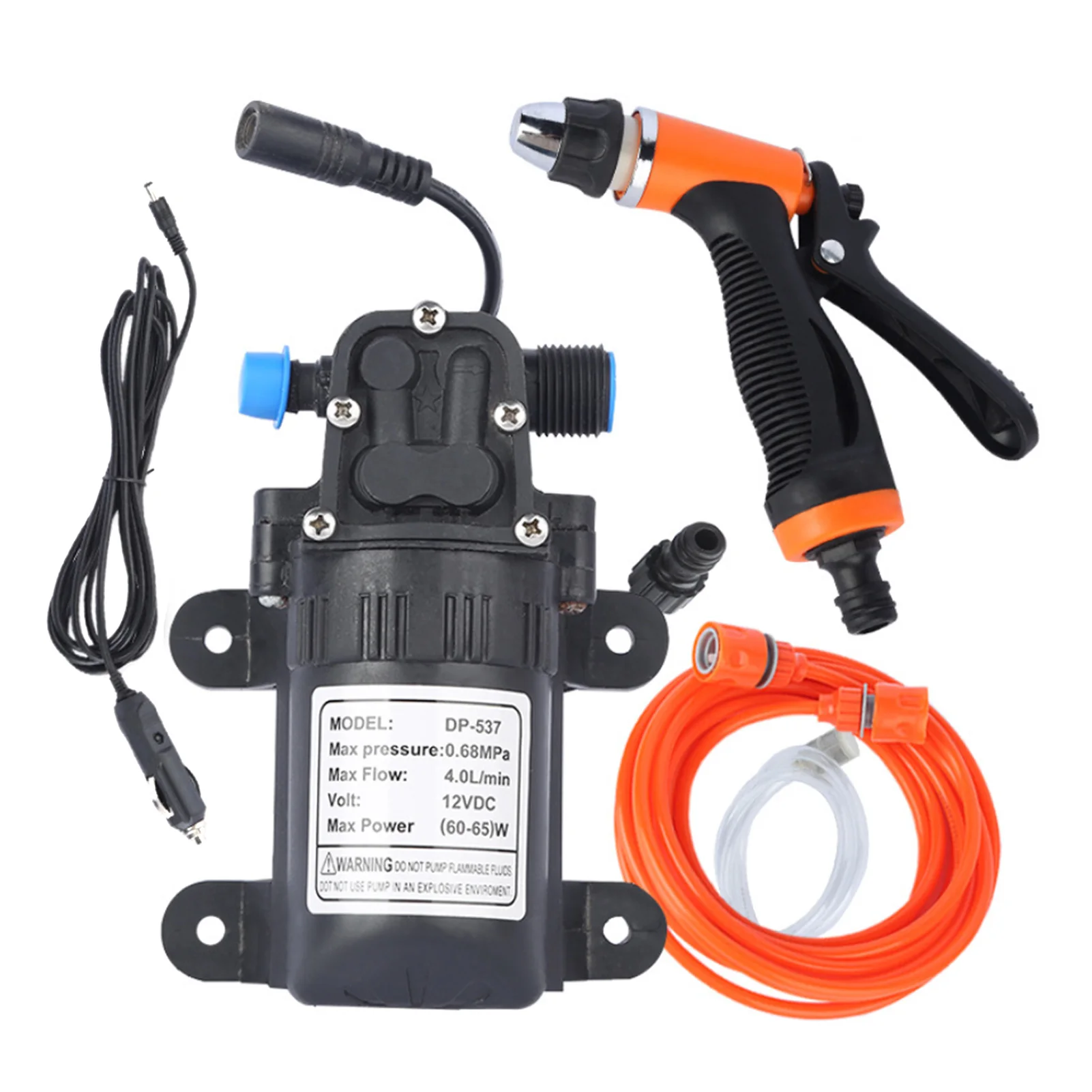 

High Pressure Car Washing Machine Kit 12V Electric Pump + Wash Sprayer 2 Modes + Power Cable + Hoses for car washing