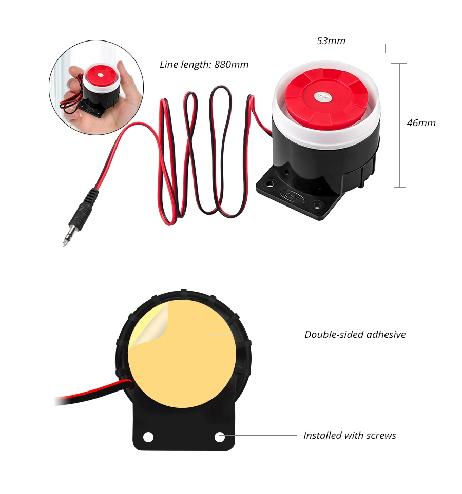 Kerui-minisirena con cable para PSTN GSM, sistema de seguridad inalámbrico para el hogar, accesorios de alarma de 120 dB