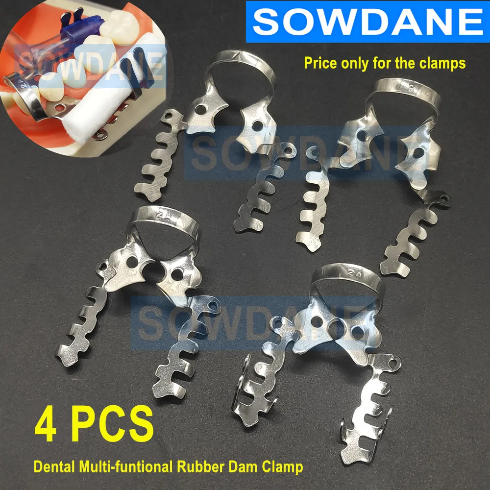 4pcs Dental Multi-functional Rubber Dam Clamp Dental Special Clip Stainless steel Dentist Ortho Materials