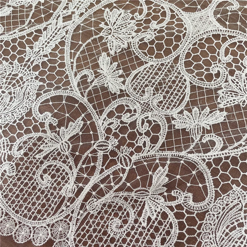 New Off White Vantage Guipure Tulle Mesh Embrodiery Lace Wedding Brdal Gown Lace Fabric DIY sewing Dress Fabric Material Textile