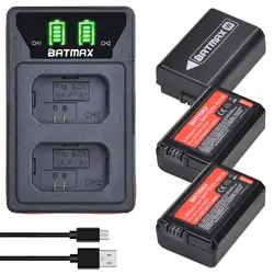 Bateria Batmax NP-FW50 NPFW50 FW50 + podwójna ładowarka LED z kablem USB do Sony Alpha a6500 a6400 a6300 a7 7R a7R a7R II a7II NEX-3