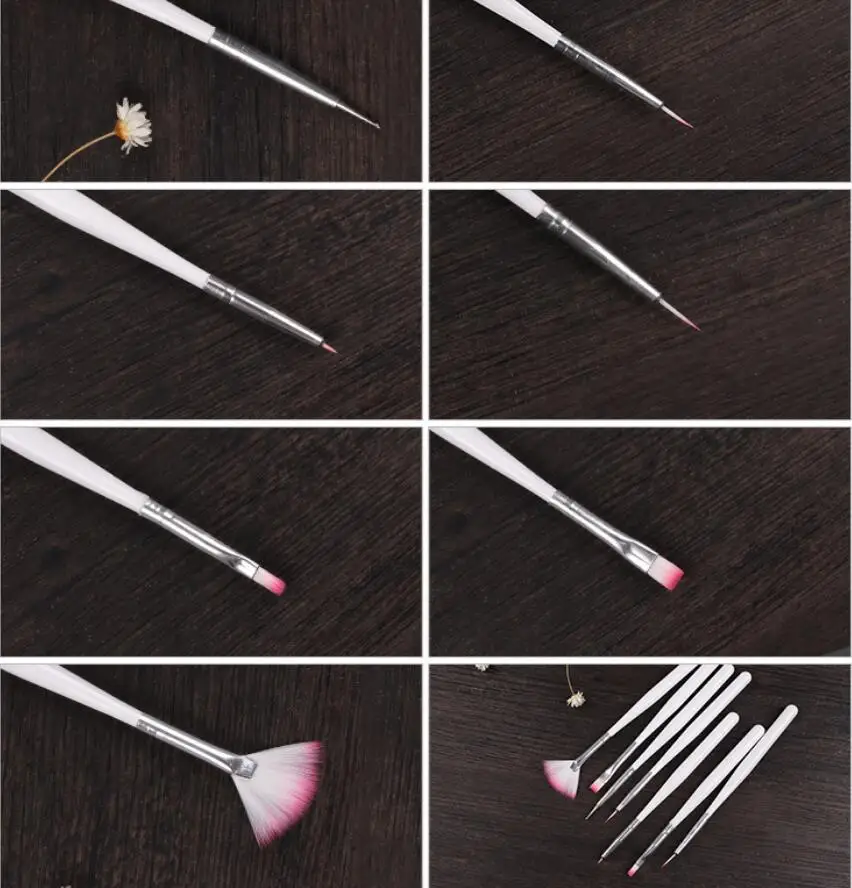 7 ชิ้นชุดแปรงเล็บปากกาเล็บเครื่องมือ DIY เจลเล็บแปรงเล็บอะคริลิค UV GEL DIY Drawing Professional T0523