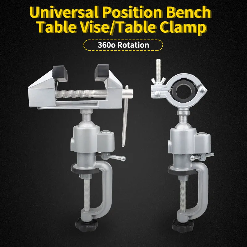 NEWONE Portable 360° Table Swivel Vise Woodworking Universal Mini Clamp-on Table Bench Vise Rotating Drill Stand Hobby Use DIY