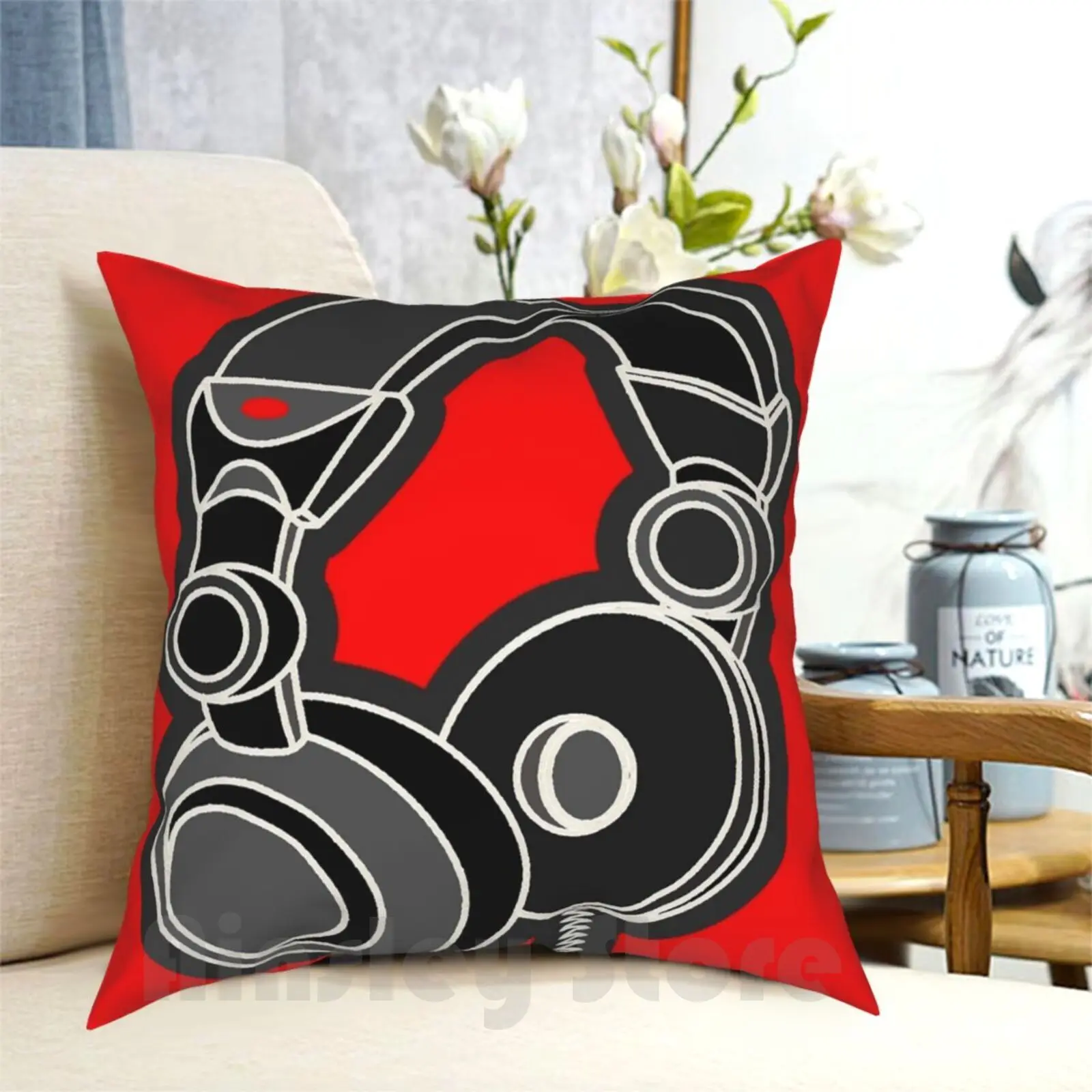 " ¡Cabeza _ ¡Suflado! " Funda de almohada impresa para el hogar, almohada suave, auriculares de música, Dj Disc Jockey Head Phones Mc Emcee Hip