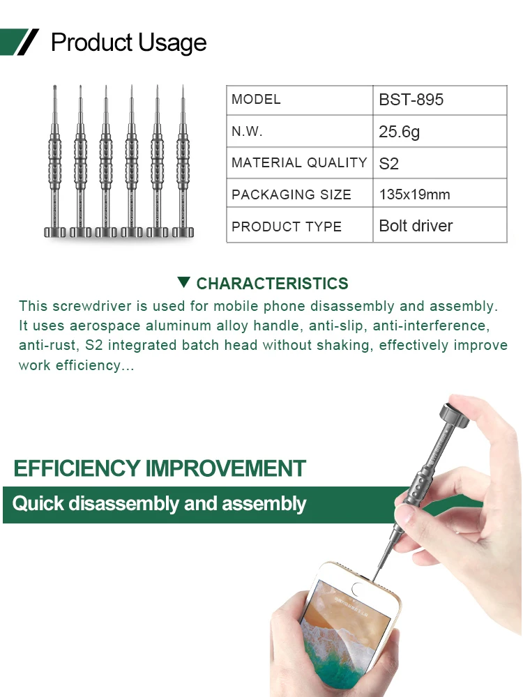 5 szt. Precyzyjnych Śrubokrętów P2 0.8 Pentalobe Y 0.6 Tri Wing T1 T2 Torx 1.5 Phillips do Naprawy iPhone Huawei Oneplus VIVO — zdjęcie 2