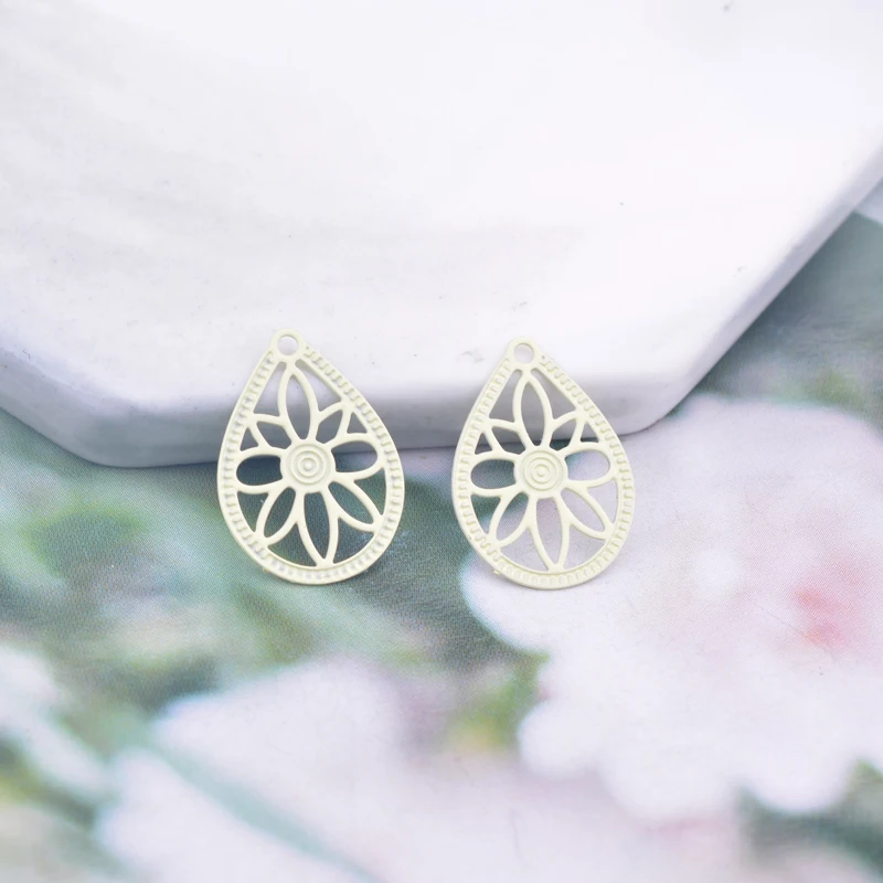 50 Stück AC10823 6*16mm Wassertropfen-Blumen-Anhänger Ohrring-Anhänger Metall Messing Dünner Anhänger DIY Schmuck Ohrring-Herstellung – Detail 9