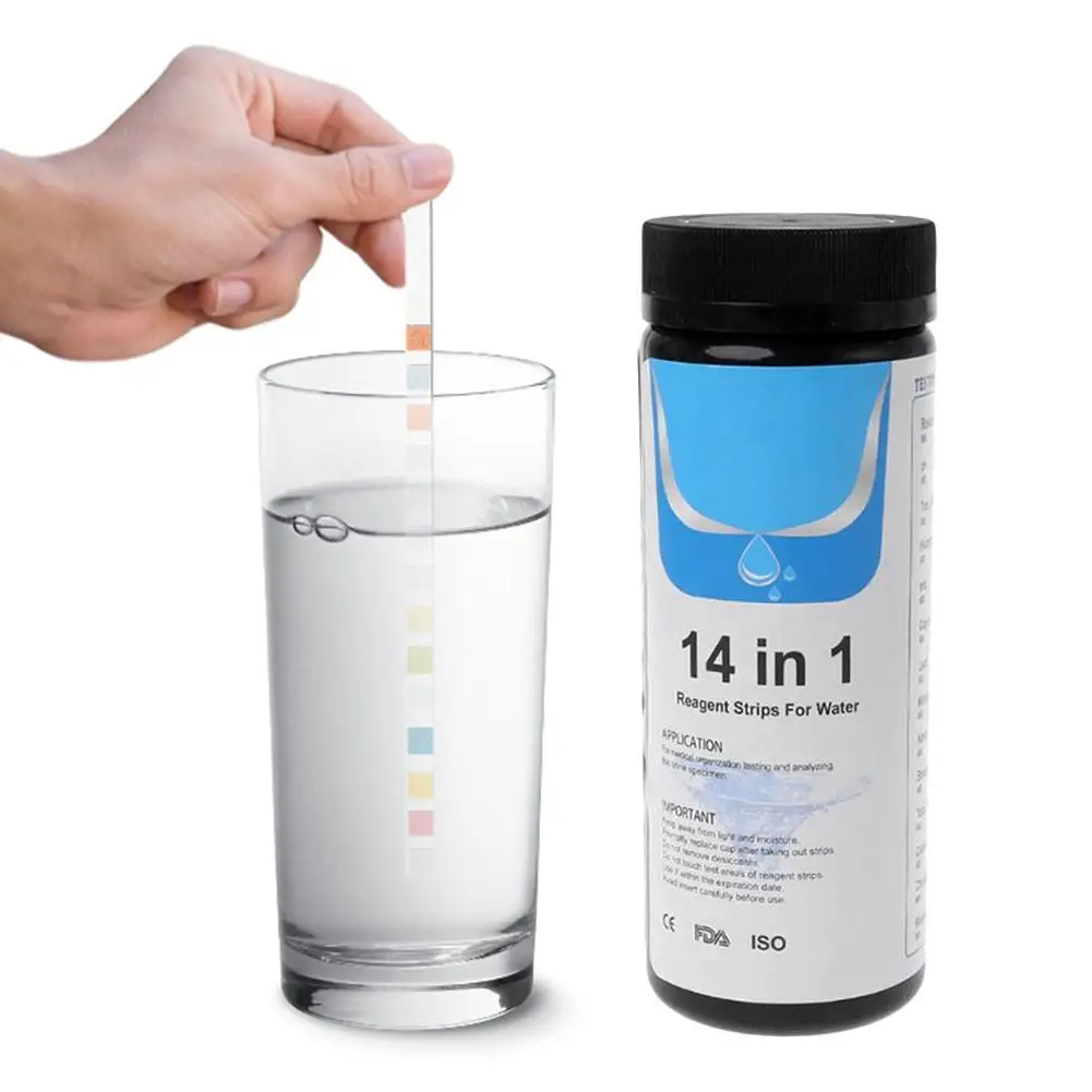 Uaktualnij pasek testowy wody pitnej 14 w 1 Test jakości wody z kranu Prosta i szybka twardość PH Bromine Nitrate 1 opakowanie 50/100 sztuk