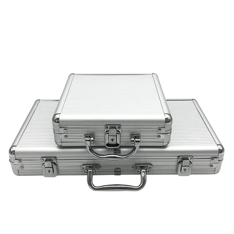 

High Quality Portable 100/300 Suitcase Poker Chips Box Non-slip Mat Aluminum Suitcase Texas Playing Card Chips Box