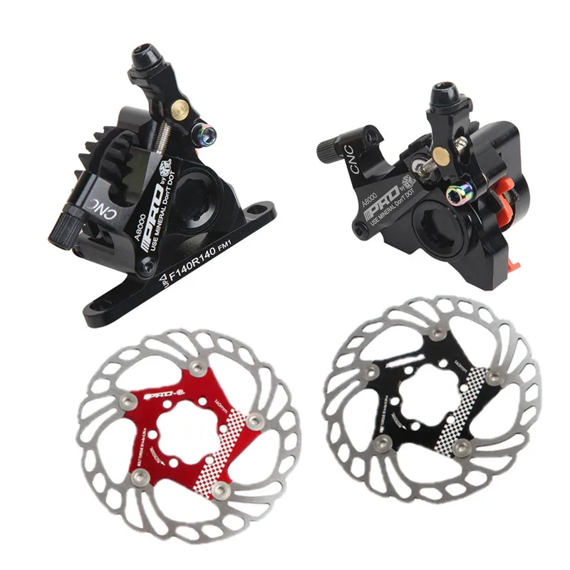 

Road Hydraulic disc brakes set Flat Mount Calipers with 140MM discs rotor Bicycle Bilateral Mechanical Cable road brake Clamps