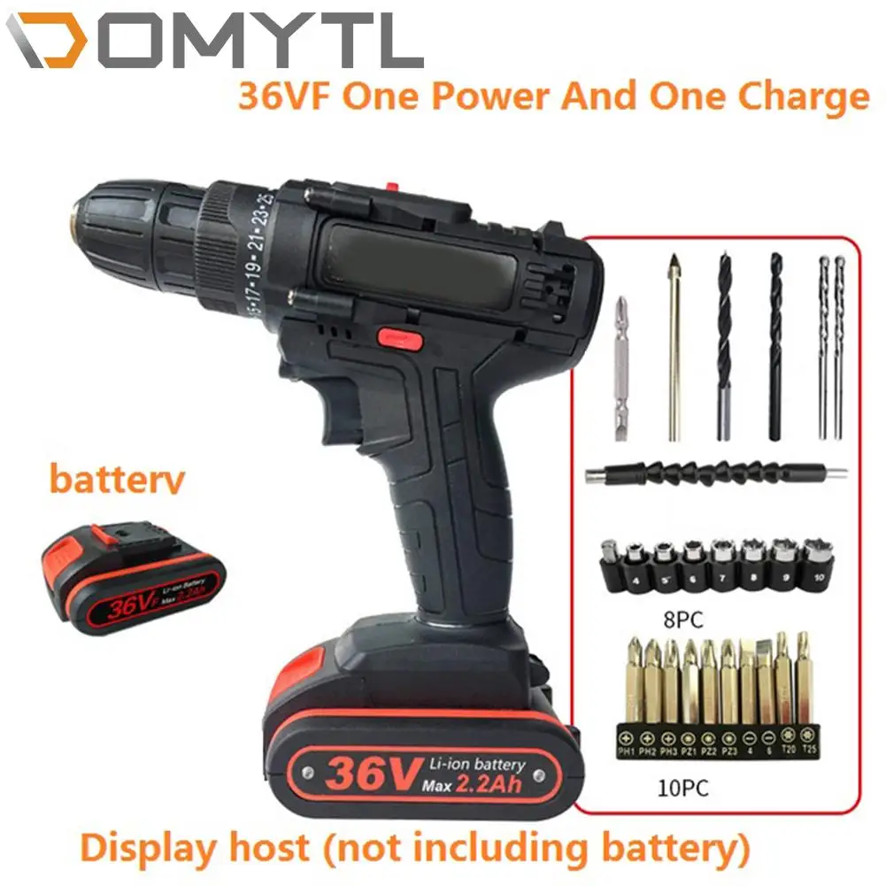 

Multifunctional Household Cordless Electric Drill Drilling Hole Cordless Screwdriver Wireless Power Driver Power Tool Set 36v