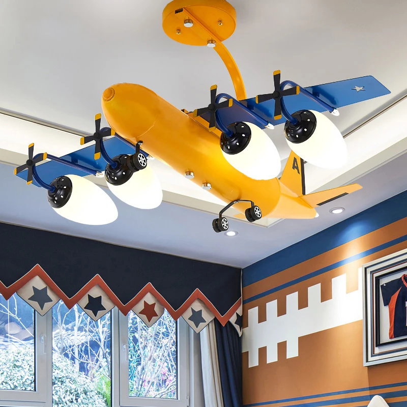 

Modern blue chandelier led chandelier with remote control For Children's room Bedroom Home Airplane Light decor boys room light