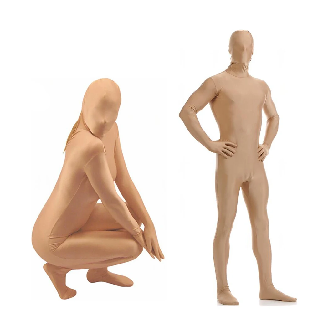 Terno adulto inteiro Lycra Zentai de corpo inteiro, ternos apertados nudes profundos, cor pura, unitard de festa de Halloween, personalizado para uso especial