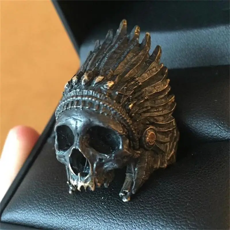 EYHIMD Mens Gothic Black 316L Stainless Steel Skull Ring Punk Biker Rings for Male Fashion Party Jewelry Gifts for him