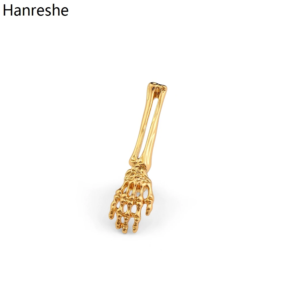 Hanreshe Medical Bone Skull Arm Brooch Pin Gold Color Metal Quality Small Badge Jewelry for Woman and Doctor Nurse