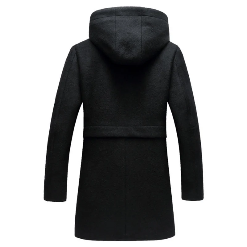 Autumn Winter British style men's wool coat New design Zipper Long trench coat Brand Clothing Top quality hooded woolen coat men