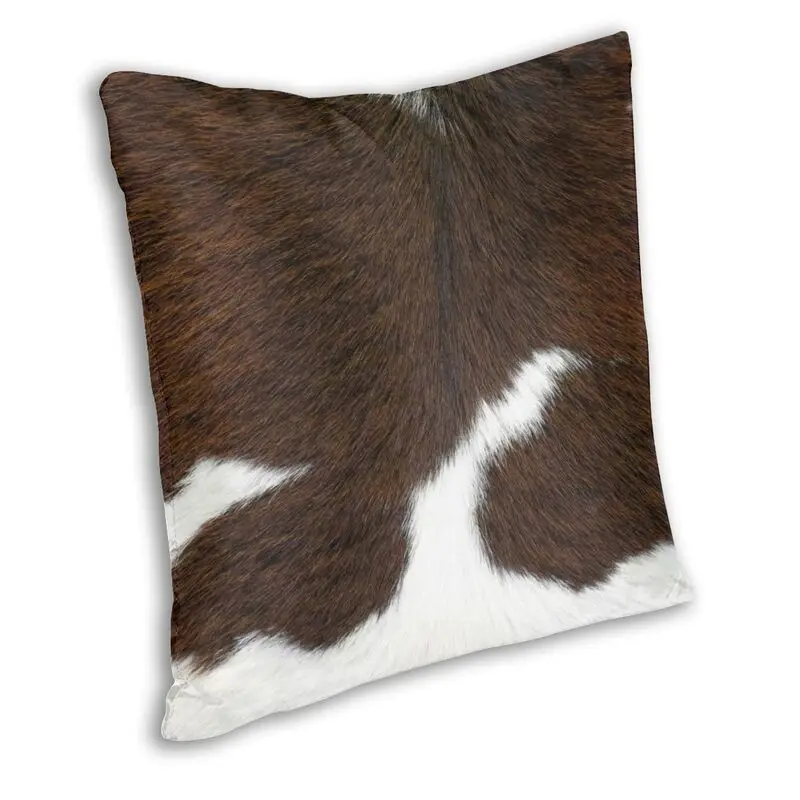 Personalized Cow Fur Cowhide Texture Pillow Case Decoration Two Side Printed Animal Skin Leather Cushion Cover for Living Room