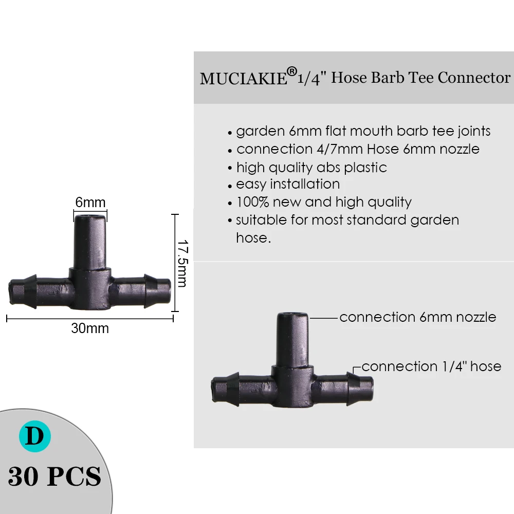 MUCIAKIE zraszacz nawadniania 1/4 Cal Barb Tee pojedyncze podwójne Barb kolczasty wody złącza rurowe dla 4/7mm wąż ogród montażu