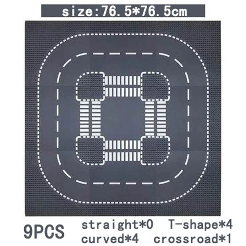 City Road Street Baseplate Straight Crossroad Curve T-Junction Building Blocks Base Plate 32*32 Compatible All Brands City