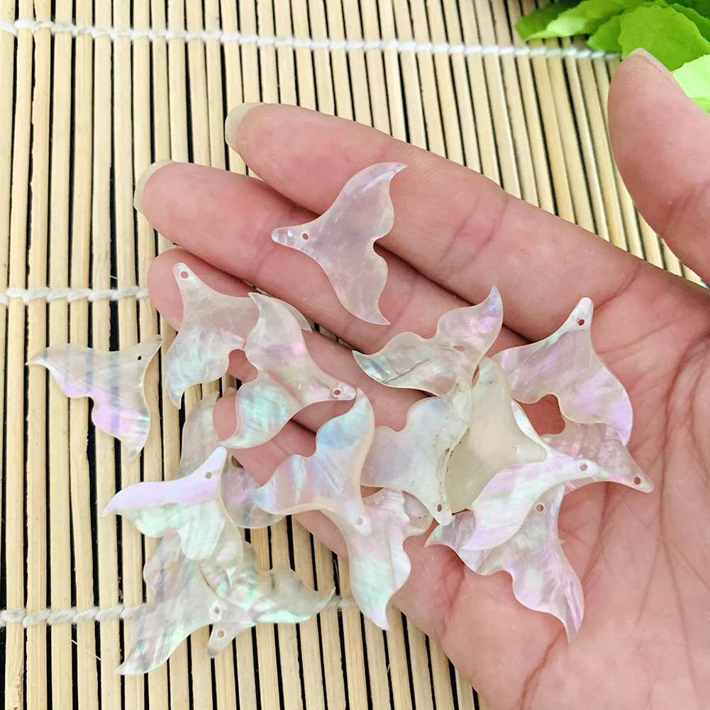 5PCS Colorful Natural Fish Tail Shell Pendants Charms Mother of Pearl Mermaid Shells for Jewelry Making DIY Earring Accessories