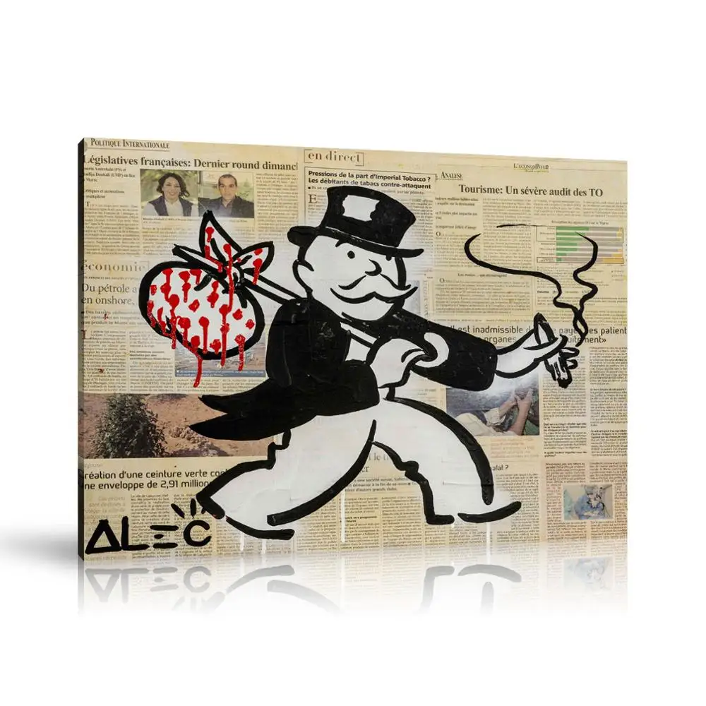 HD Print Alec Monopoly Oil Painting Home Decor Wall Art on Canvas Monopoly Bag Money Canvas Printings Room Decor