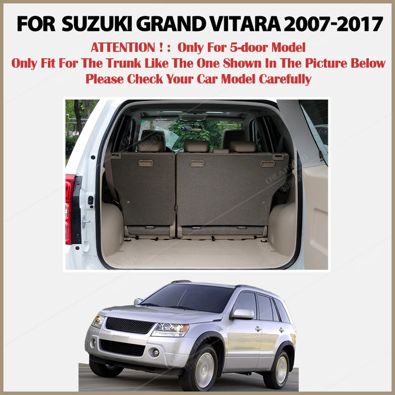 Car trunk mat for SUZUKI Grand Vitara Four doors 2007 2008 2009 2010-2017 Cargo Liner Carpet Interior Parts Accessories Cover