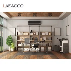 Laeacco Modern Living Office Room Wood Floor Interior Photo Zone Photography Background Photo Backdrop Photo Studio Photocall