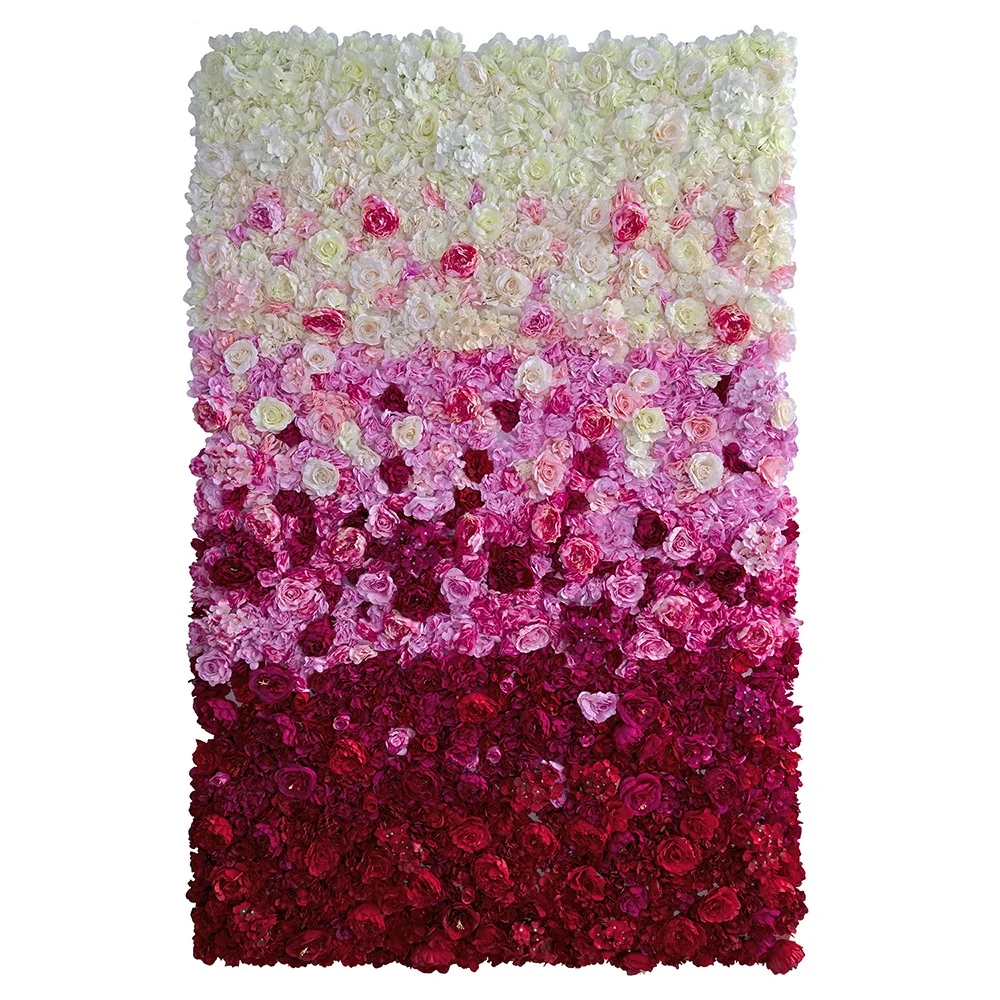 

40X60cm Gradient Artificial Flower Wall Panel Backdrop Decoration Frame Silk Rose Hydrangea Wedding Party Background Decor