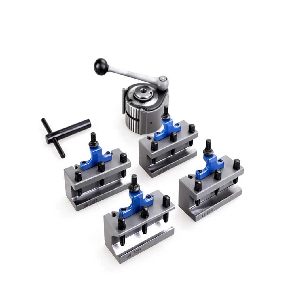 Quick Change Tool Lathe Swing Dia.150~300mm Qct Post Turret Kits Include 1pcs Tool Post+4pcs Tool Holders Tooa1