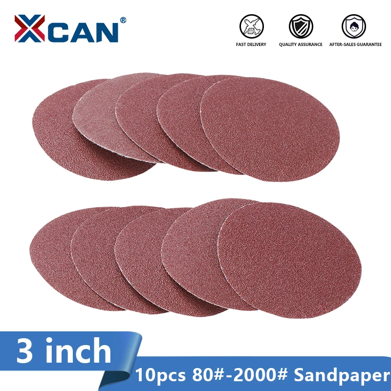 

XCAN 3 inch 75mm Sandpaper 10PCS Sanding Disc 80-2000 Grit For Dremel Sander Machine Self Stick Abrasive Tools Sanding Paper