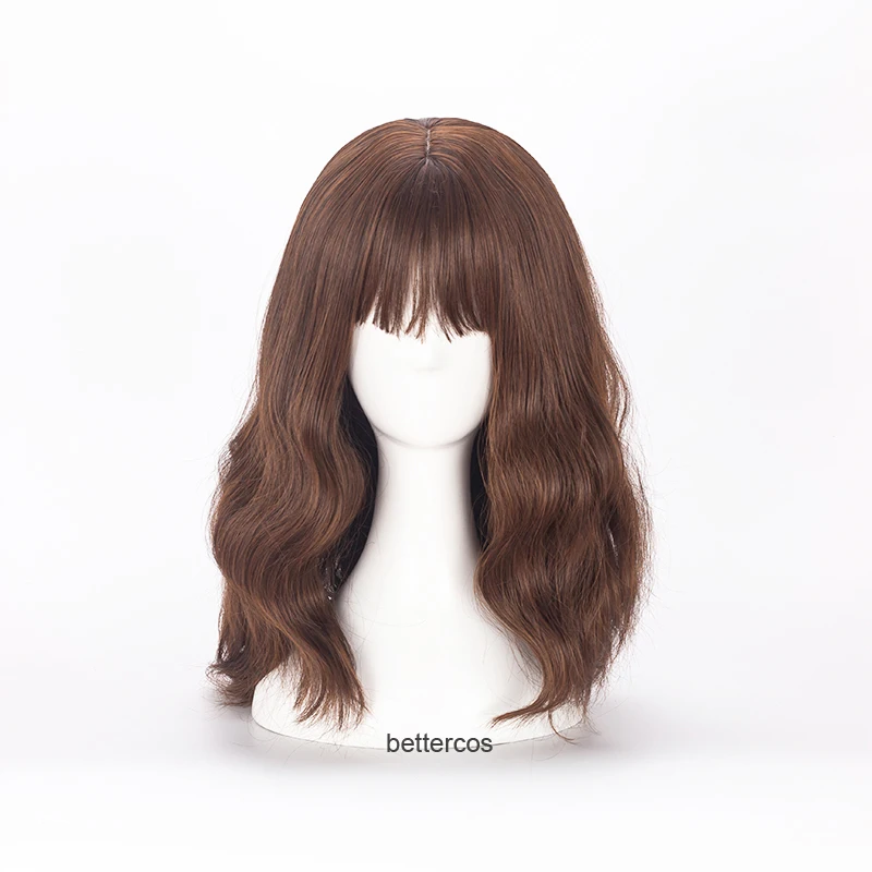 Hermione Jean Granger Cosplay Wigs Long Brown Wavy Curly Heat Resistant Synthetic Hair Wig + Wig Cap